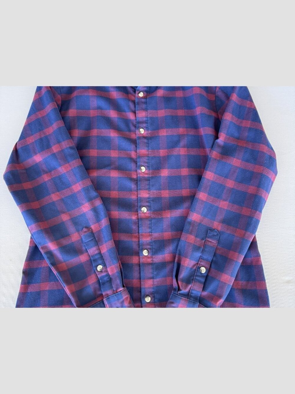 Mizzen+Main Shirt Blue Red Check Large Trim Fit